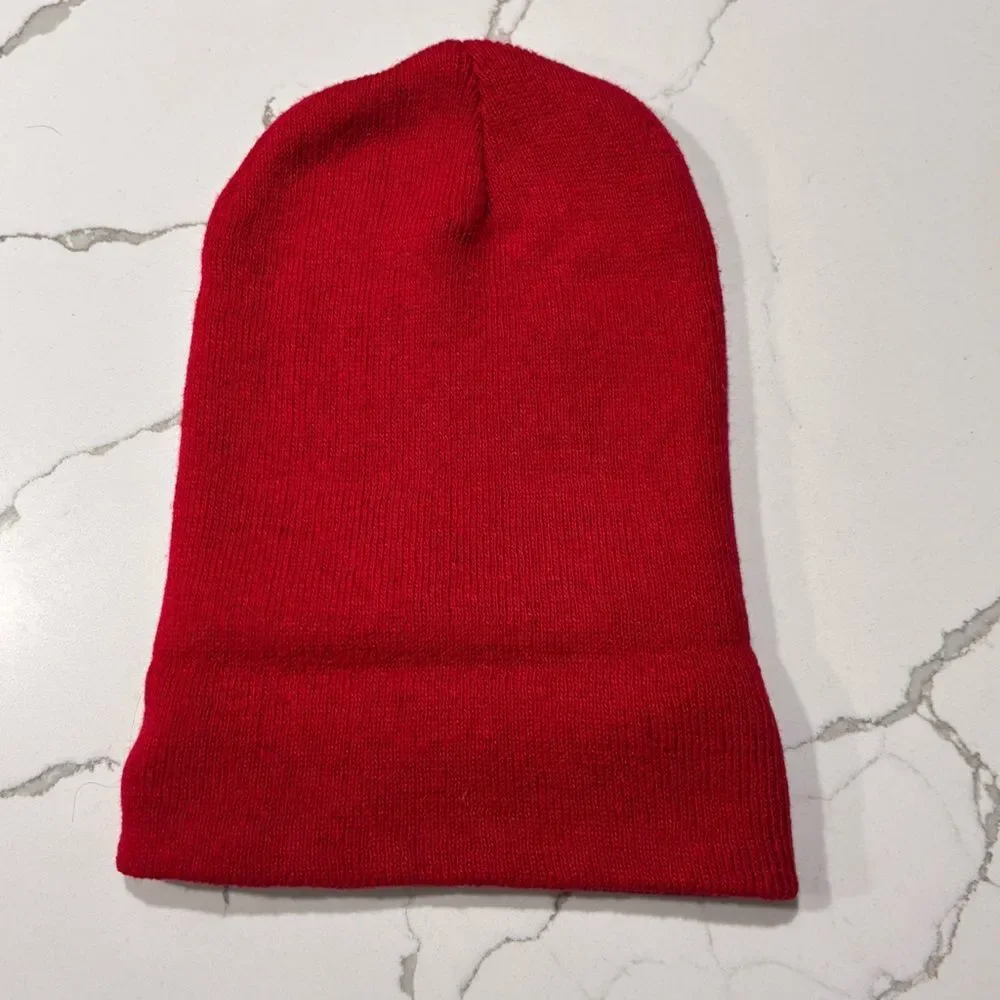 Men's Women's Pair Unisex Soft Knit Winter Acrylic Beanie Hat Cap OS Green Red